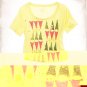 NWT Aerie Yellow Red Green Triangle Bunting Print Soft Cropped T-Shirt Tee L