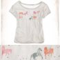 NWT Aerie All the Pretty Horses Gray Pink Orange Cropped T-Shirt Tee M