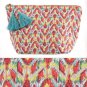 NWT Aerie Red Ikat Chevron Print Makeup Pencil Case Clutch Purse /w Aqua Tassels