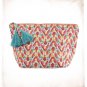NWT Aerie Red Ikat Chevron Print Makeup Pencil Case Clutch Purse /w Aqua Tassels