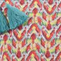 NWT Aerie Red Ikat Chevron Print Makeup Pencil Case Clutch Purse /w Aqua Tassels