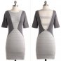 NWT Modcloth Zenith Body Con Silver Blue Gray Colorblock Bandage Stretch Dress USD65 S