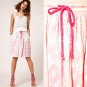NWT ASOS White Cotton Lawn Jacquard Summer Skirt Hot Neon Pink Lining USD58 L 12