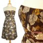J.Crew Marielle Strapless Dress Dark Gray Brown Taupe Floral Rose NWOT $188 XS 2