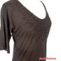 J.Crew Black Tee Handmade Lace Necklace 3/4 Sleeve Classic Knit Top NWT USD45 M