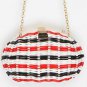 Retro Woven Urban Outfitters Clutch Bag Red White Black Gold Nautical Stripe NWT