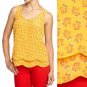 Old Navy Top Yellow Country Floral Print Scalloped Tiered Hem Blouse NWT L XL