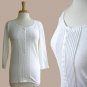 J.Crew White Painter Pintucked 3/4 Sleeve Henley Basic T-Shirt Tee NWT USD40 L