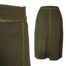 U2 Hunter Green Fitted Skirt with Olive Pleather Braid Slim Fit Work Office S