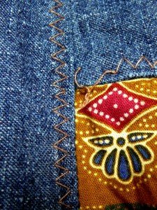 Denim Patchwork Skirt Batik Print Pieces Peasant Bohemian Ethnic ...