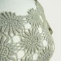 Taupe Gray Crochet Knit Sunflower Lace Top Blouse Cap Sleeve Cute Beach S NWOT