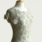 Taupe Gray Crochet Knit Sunflower Lace Top Blouse Cap Sleeve Cute Beach S NWOT