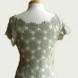 Taupe Gray Crochet Knit Sunflower Lace Top Blouse Cap Sleeve Cute Beach S NWOT