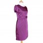 Purple Work Dress Seamed Pleated Triangle Waist Straight Cut Made in Korea S M