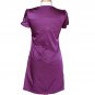 Purple Work Dress Seamed Pleated Triangle Waist Straight Cut Made in Korea S M