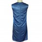 Blue Shift Dress Satin Colorblock Contrast Panels Work Office Made in Korea S M