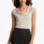 Halogen Cowlneck Top Draped Modal Knit Ivory Taupe Striped USD39 NWT PS PM