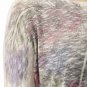Forever 21 Feather Neckline Top Beige Taupe Faded Colorful Print Slub Knit L