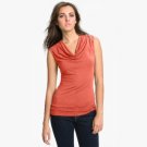 Halogen Cowlneck Top Draped Modal Knit Rust Coral Orange USD39 NWT PS PM