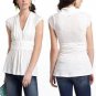 Anthropologie Ivory White Basketweave Front Soft Slub Knit Peplum Tee Top NWT S