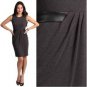 Calvin Klein Dress CK Charcoal Gray Faux Leather Ponte Knit Work NWT USD118 S M