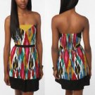 Urban Outfitters Strapless Day Dress Colorful Ikat Astract Print NWT USD59 S M