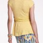 Anthropologie Light Yellow Basketweave Front Soft Slub Knit Peplum Tee Top NWT M
