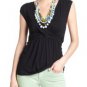 Anthropologie Black Draped Twist Peplum V-Neck Soft Knit Top Tee NWT USD58 M