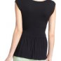 Anthropologie Black Draped Twist Peplum V-Neck Soft Knit Top Tee NWT USD58 M