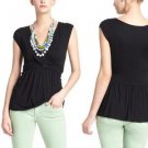 Anthropologie Black Draped Twist Peplum V-Neck Soft Knit Top Tee NWT USD58 M