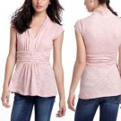 Anthropologie Dusty Pink Basketweave Front Soft Slub Knit Peplum Tee Top NWT S