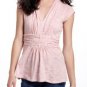 Anthropologie Dusty Pink Basketweave Front Soft Slub Knit Peplum Tee Top NWT M