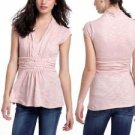 Anthropologie Dusty Pink Basketweave Front Soft Slub Knit Peplum Tee Top NWT M