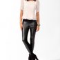 Forever 21 Top Blush Ivory Flocked Peplum Chiffon 3/4 Sleeve Work Blouse NWT M L