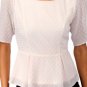 Forever 21 Top Blush Ivory Flocked Peplum Chiffon 3/4 Sleeve Work Blouse NWT M L
