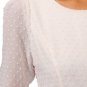 Forever 21 Top Blush Ivory Flocked Peplum Chiffon 3/4 Sleeve Work Blouse NWT M L
