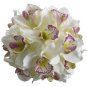 9" Artificial Cymbidium Orchid Pomander Kissing Ball in Cream and Fuchsia