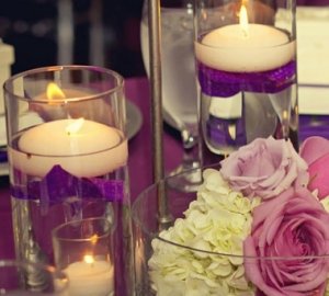 floating purple orchid centerpieces