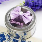 Round Favor Tin With Lilac Bow (Set of 6)