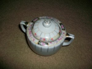 Hand Painted NIPPON Maple Leaf Fine China Sugar Bowl Rose