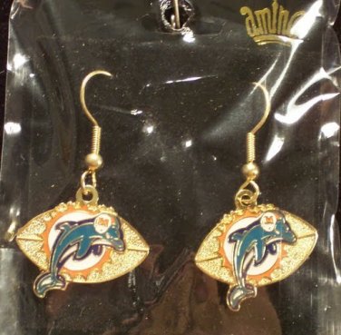 NFL MIAMI DOLPHINS 14K GOLD ELECTROPLATED EARRINGS $25