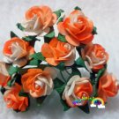 50 2TONES ORANGE SPICE ROSE MULBERRY PAPER FLOWERS