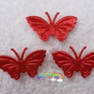 50 SATIN BUTTERFLY EMBELLISHMENTS-RED