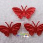 50 SATIN BUTTERFLY EMBELLISHMENTS-RED