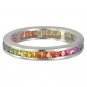 3ct Multicolor Rainbow Sapphire Eternity Ring 925 Sterling Silver with Rhodium Platting