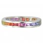 3ct Multicolor Rainbow Sapphire Eternity Ring 925 Sterling Silver with Rhodium Platting