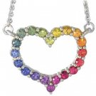 Rainbow Sapphire Necklace Heart Design 925 Sterling Silver (2ct tw) SKU: 1541-925