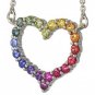 Rainbow Sapphire Necklace Heart Design 925 Sterling Silver (2ct tw) SKU: 1541-925