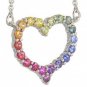 Rainbow Sapphire Necklace Heart Design 18K White Gold (2ct tw) SKU: 1541-18K-WG
