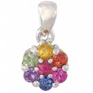Rainbow Sapphire Flower Cluster Pendant 925 Sterling Silver (1ct tw) SKU: 1616-925